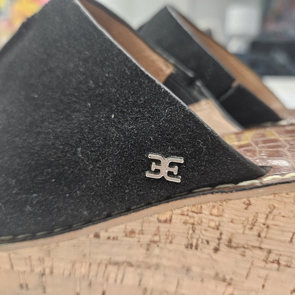 Ladies Sam Edelman Black Suede Cork Wedge Sandals 8M 38 - Picture 9 of 14